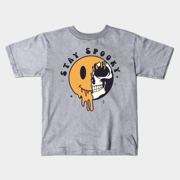 Stay Spooky Smiley Skull Kids T-Shirt by FiveThirtyOne